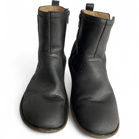Ugg Neevah Black Shearling Sheepskin Lined Boots Leather Ankle Zip Women's 10 - Picture 3 of 13
